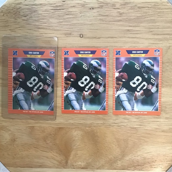 3 Chris Carter ProSet Football Cards w/ Error Card